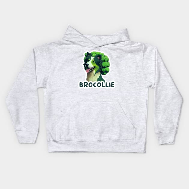 Brocollie - Funny Vegetable Dog Pun Kids Hoodie by Oh My Pun